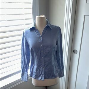 Ann Taylor Striped Blue Shirt Button Down Size 2